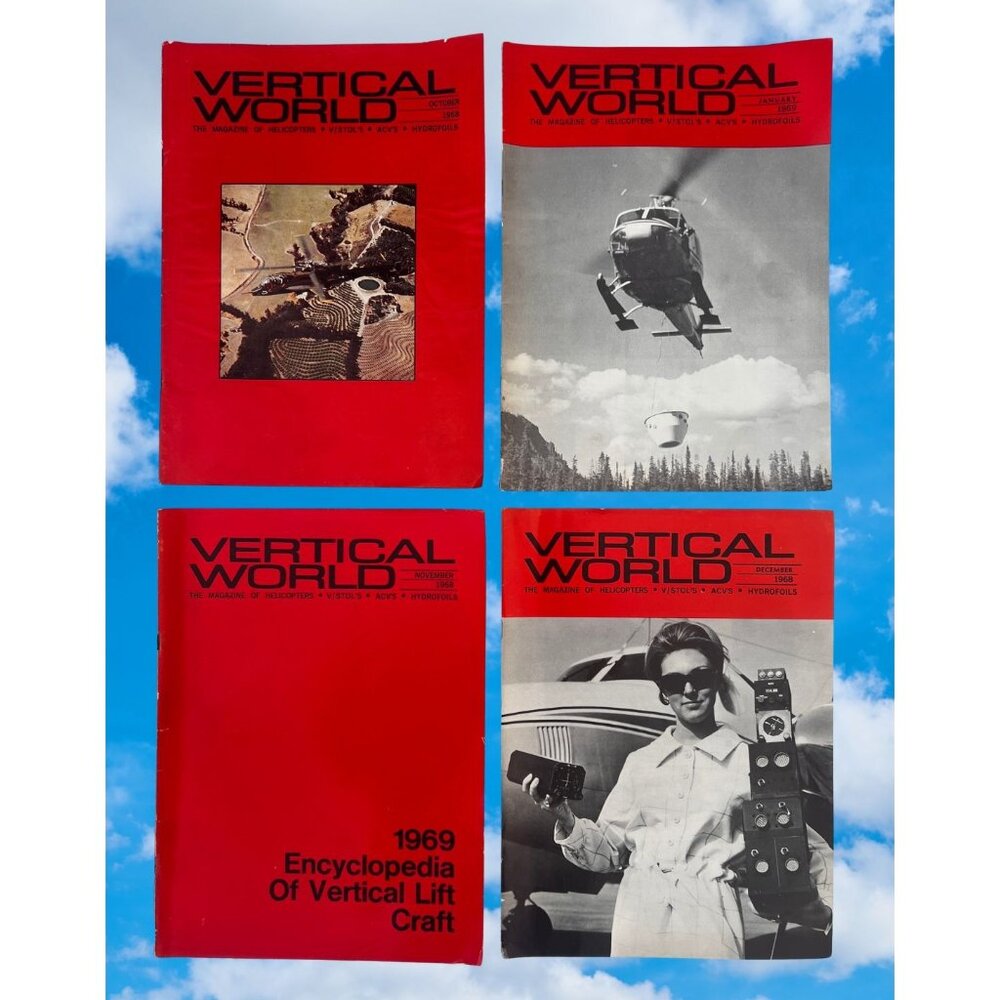 🚁 Vertical World Magazine Lot 4 Issues 1968–1969 Helicopters, V/STOL, Aviation